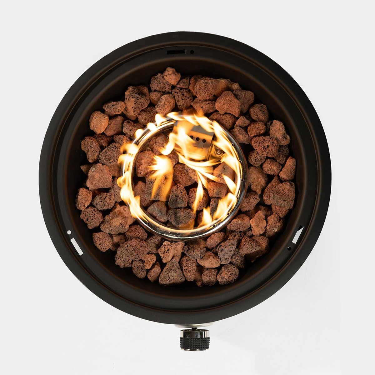 15'' Round Camping fire Pit with Lcokable Cover Lid as Portable Handle, 40,000 BTU Round Tabletop Propane Gas Fire Pit, Black