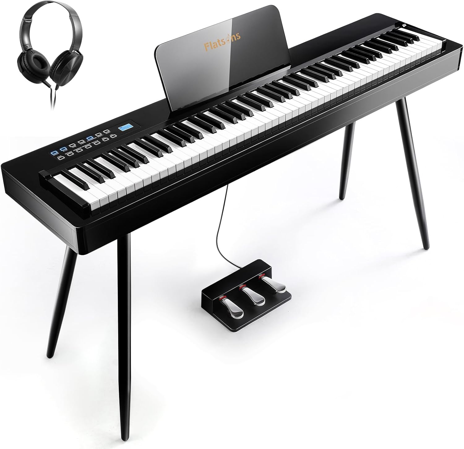 88 key Weighted keyboard, Advanced Chip Hi-Fi Digital Piano with Grade Hammer Action, 128 Tone, Three Pedal, Electric Piano Upright for Adult Beginner Intermediate Player (Glossy Black)