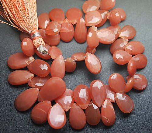 13 inch natural beads strand of 10-16mm faceted pear peach moonstone gemstone briolletes beads for DIY jewelry - necklace, bracelet, earring, ring.