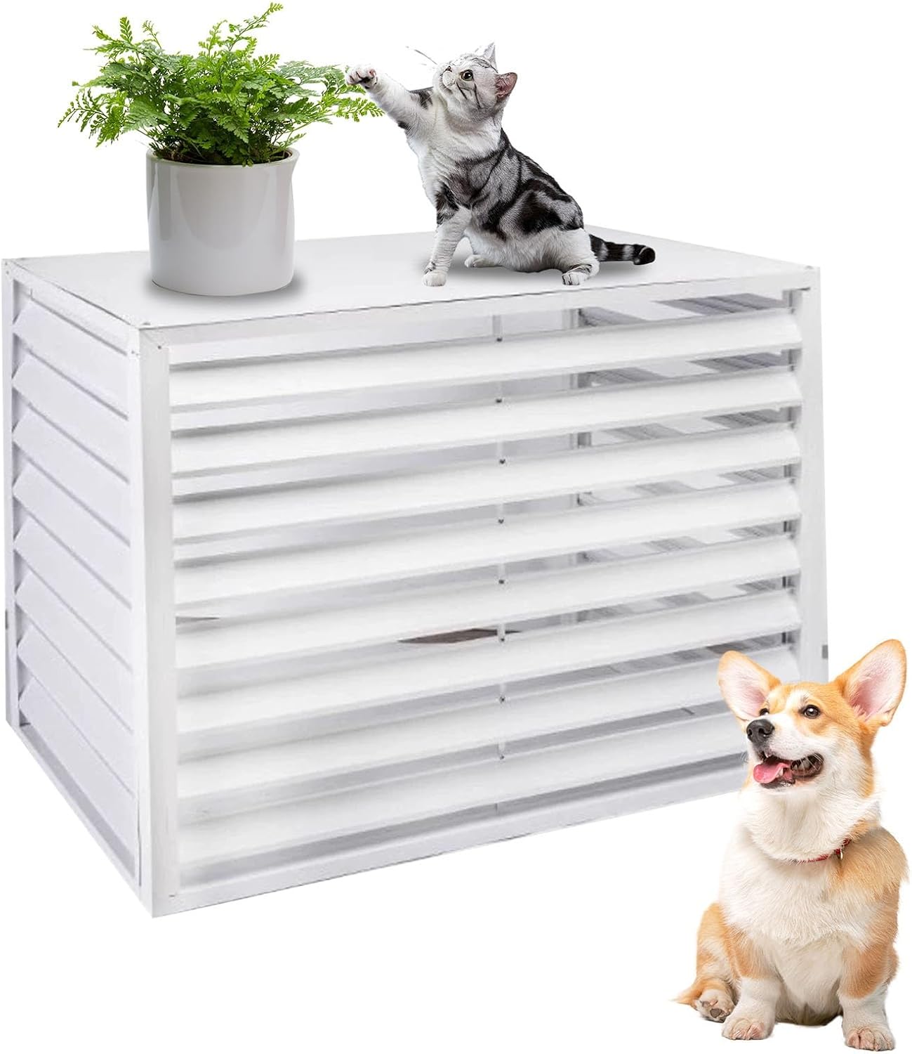 Aluminum Ac Unit Covers Outdoor, Fence Panels for Air Conditioners Trash Bins, Anti Theft, Noise Reduction, Adapt to All Weather(White,2 3P)