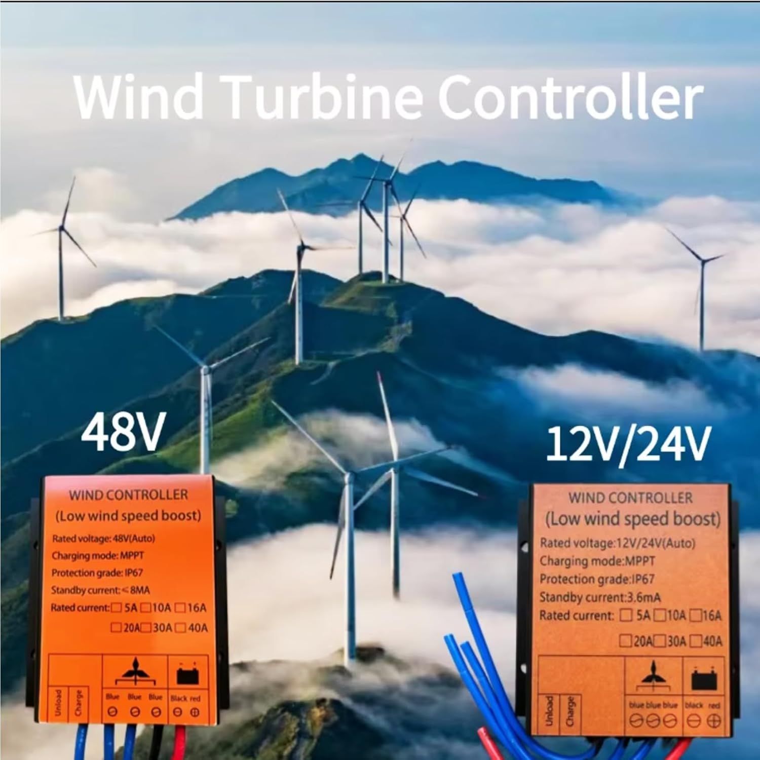 220v,12V 24V 48V MPPT Low Wind Turbine Charge Controller with Voltage Display for Horizontal Vertical Wind Turbine Generator( 3000W-9000W)