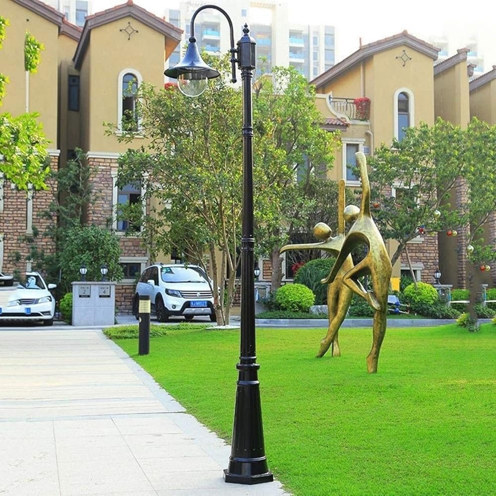 Outdoor High Pole Street Lamp, LED Road Light, E27 x 1 European Style Villa Garden Floor Waterproof Die-Cast Aluminum Glass Light (290CM)(210CM)