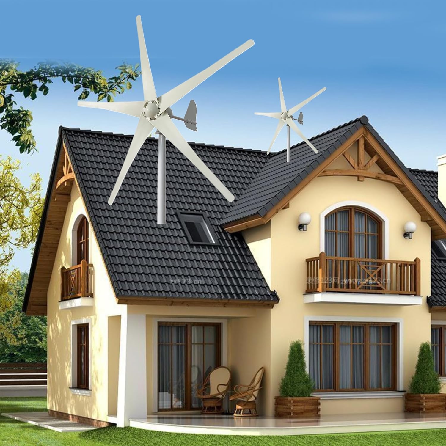 3000W 48V 120V 220V 380V Low RPM Permanent Magnet Wind Turbine Generator, 5 Blades Wind Generator Yacht Farm Small Generator for Home