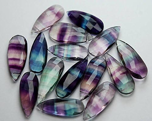 10 PEC,Multi Color Natural Fluorite Faceted Pear Shaped,22-25mm
