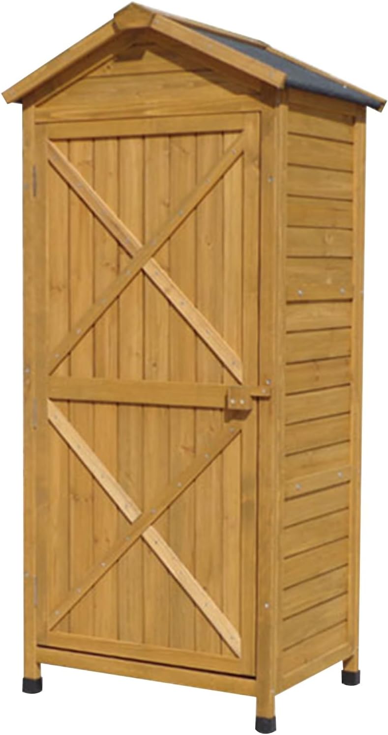 Garden Storage Shed, Waterproof Outdoor Sheds, Wooden Tool Storage Shed with Shelves and Latch, Utility Outside Tool House for Balcony, for Patio, Lawn (One Color Natural Color)