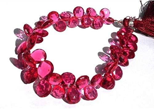 13 inch natural beads strand of 9x6-12x8mm faceted pear pink quartz gemstone briolletes beads for DIY jewelry - necklace, bracelet, earring, ring.