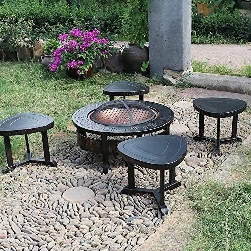 BBQ Grill Outdoor Fire Pits Outdoor Wood Burning 32'' Outdoor Fire Pit Metal Square Firepit Patio Stove Wood Burning BBQ Grill Fire Pit Bowl with Spark Screen Cover with Cover BBQ Cooking for Outside