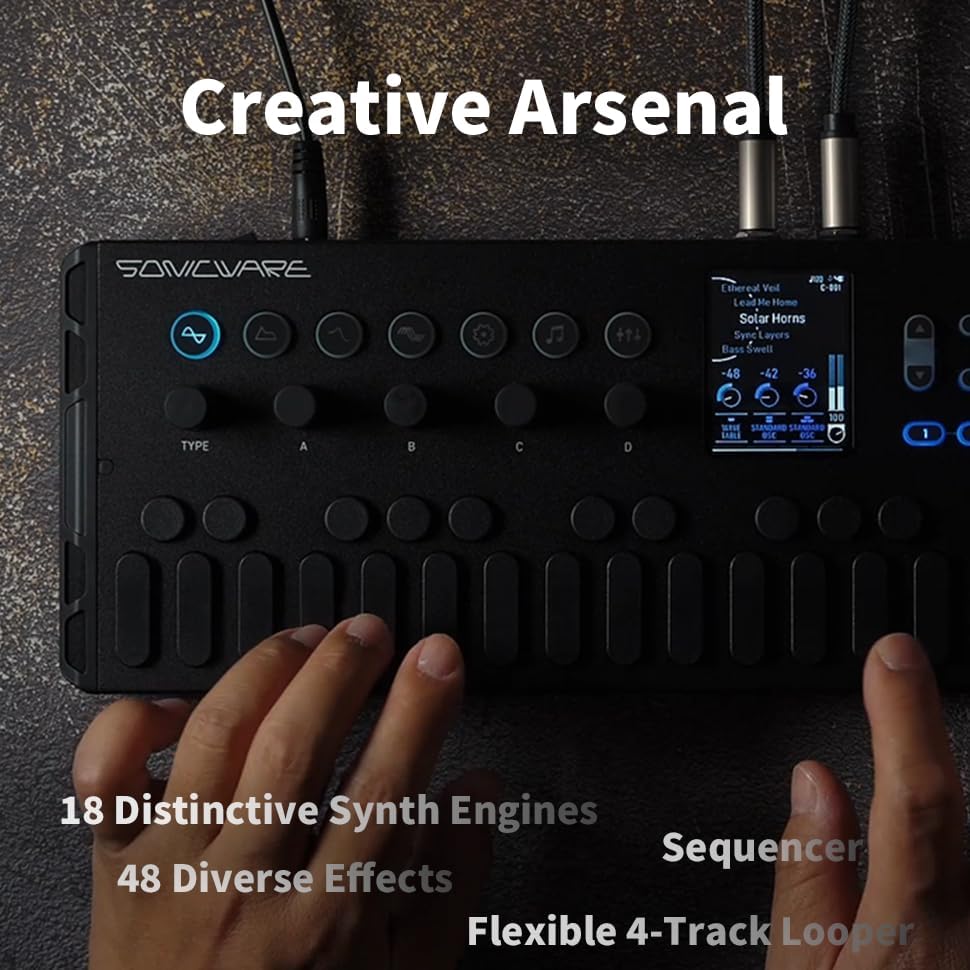 ELZ_1 play V2 Launch Edition incl. Case [Portable Synthesizer] 18 Synth Engines, 48 Effects, 4-Track Looper, Sequencer, Built-in Stereo Speakers, Battery-Powered, Original Waldorf Wavetables