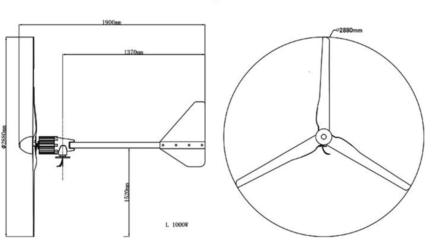 1500W/2000W/3000W Horizontal 3 Blades Wind Generator Turbine 48V/96V Windmill with Charge Controller,3000w