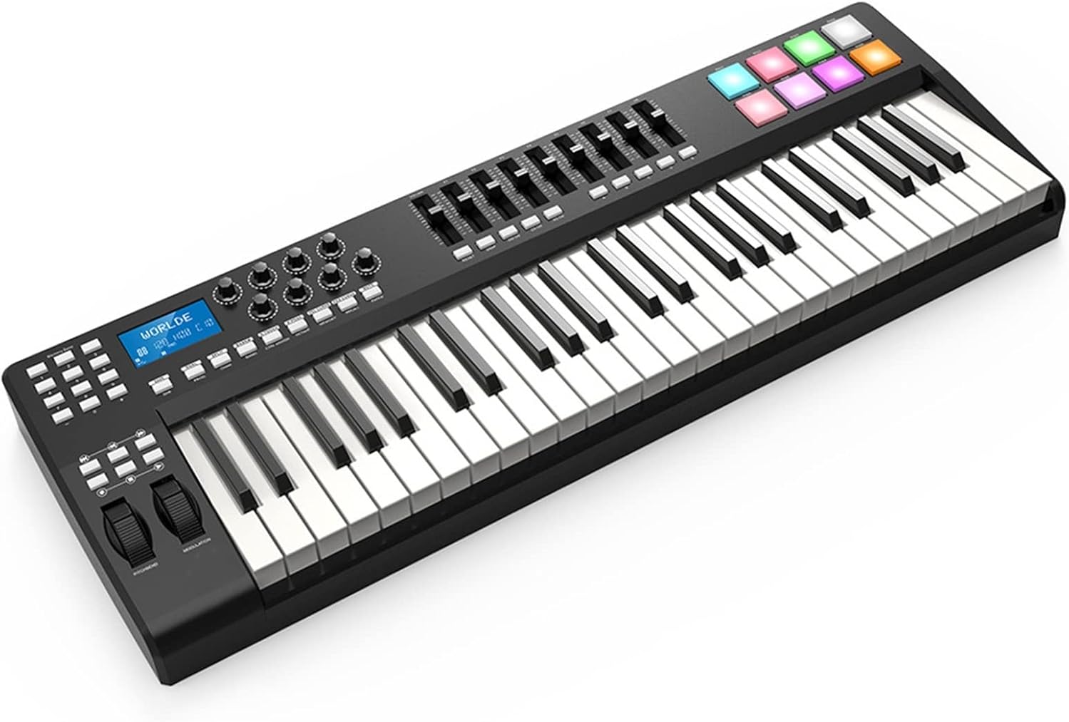 KESHUO Electric Keyboard 49 Portable 49-Key USB MIDI Keyboard Controller 8 RGB Colorful Backlit Trigger Pads with USB