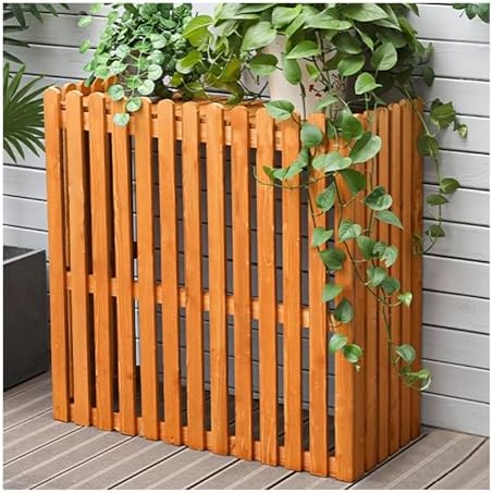 Outdoor Air Conditioner Rack Rain and Sun Grille Solid Wood Garden Shelf Air Conditioner Protective Cover Removable Easy to Assemble Balcony Shelter Decoration ( Color : Yellow , Size : 105X45X100CM )