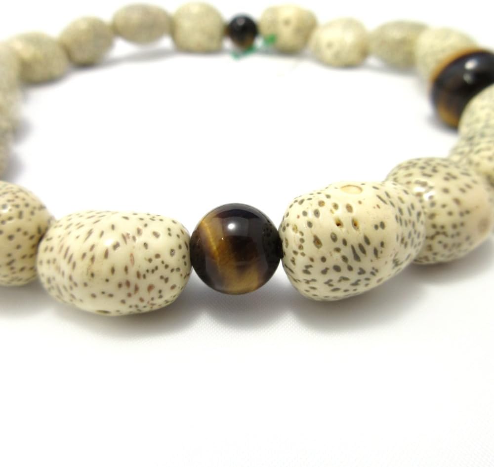 Bodhi Tree Wood & Tiger Eye Japanese Juzu Buddhist Prayer Beads Handemade in Kyoto Japan JUA14