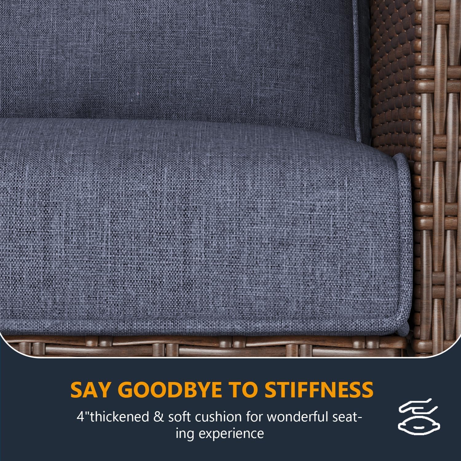 10 Pieces Outdoor Patio Furniture Set with Fire Pit Table, Wicker Patio Sectional Set Conversation Wicker Swivel Chairs with Small Side Table