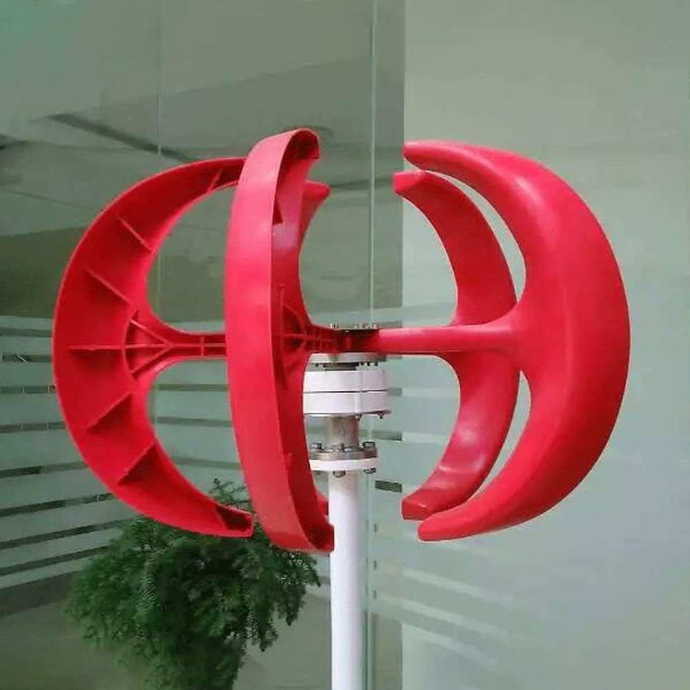 100W Vertical Axis Small Wind Turbine, Red Lantern Type Wind Turbine Generator, 5 Blades Wind Energy Generator