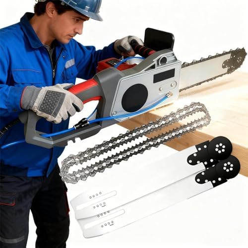 Powerful Electric Concrete Chainsaw with Brushless Motor, 2 Chains & 2 Guide Bars, Ideal for Cutting Granite & Concrete Walls, Depth up to 48cm, Heavy-Duty Wall Cutter.