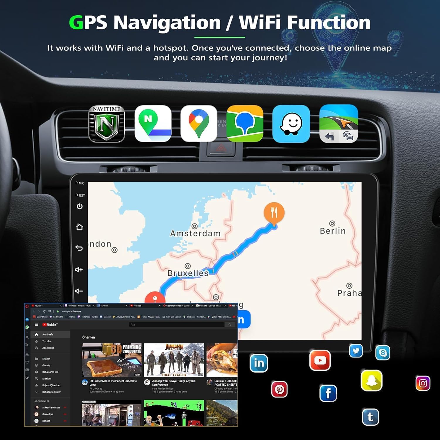 Android 14 4+64GB Car Stereo Radio for Isuzu N Series (NNR/NPR/NPS/NQR) Truck Car Stereo 7 Inch Touch Screen with Wireless Carplay Android Auto AHD Backup Camera