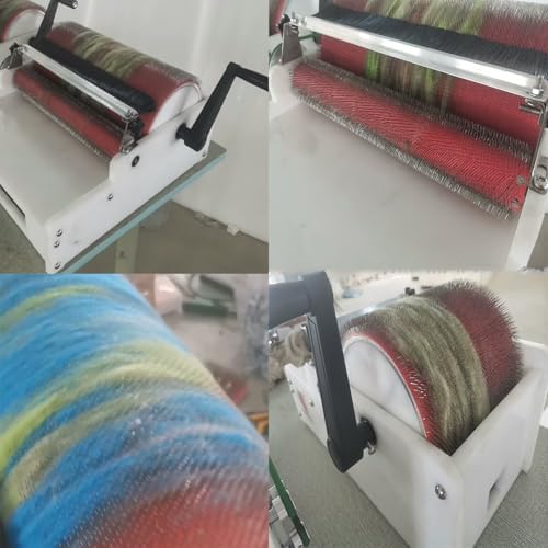 Manual Wool Carding Machine for Mixing Fleece, Heavy Duty Drum Carder with Aluminum Alloy Speed Change Wheel and Belt Drive, Perfect for Handcrafting and Textile Projects