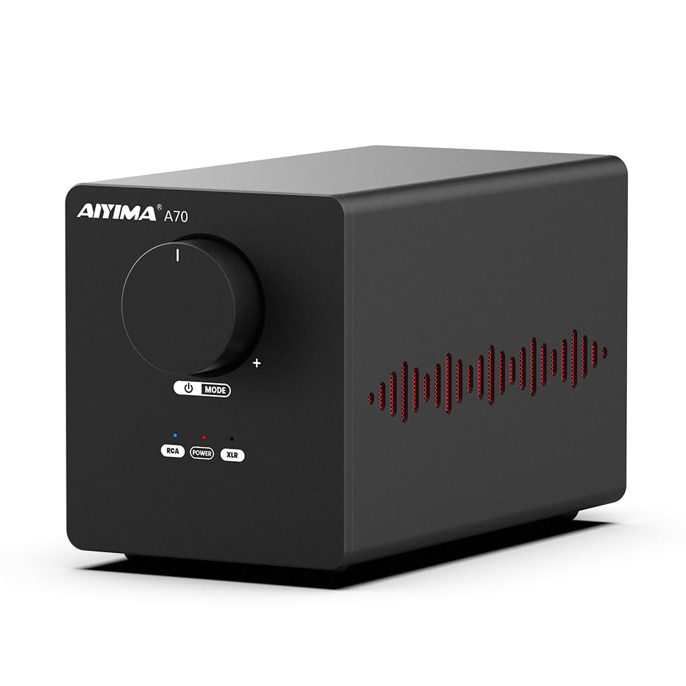 AIYIMA A70 Balanced Stereo Amplifier with PFFB,TPA3255 2 Channel Class D Amp for Desktop Home Theater Bookshelf Speaker,with XLR&RCA Inputs&Trigger Input (A70 + DC48V 5A Power Adapter)