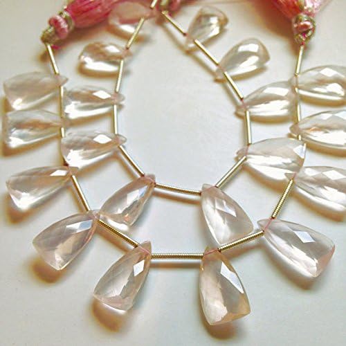 13 inch Natural Beads Strand of 8x14mm Faceted Trillion Rose Quartz Gemstone Beads for DIY Jewelry - Necklace, Bracelet, Earring, Ring.
