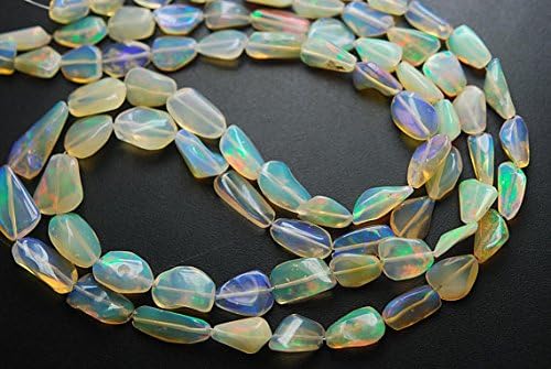 16'' Full Strand, Super Finest Full Fire Flash, Natural Ethiopian Opal Nuggets, Large Size 13-8MM