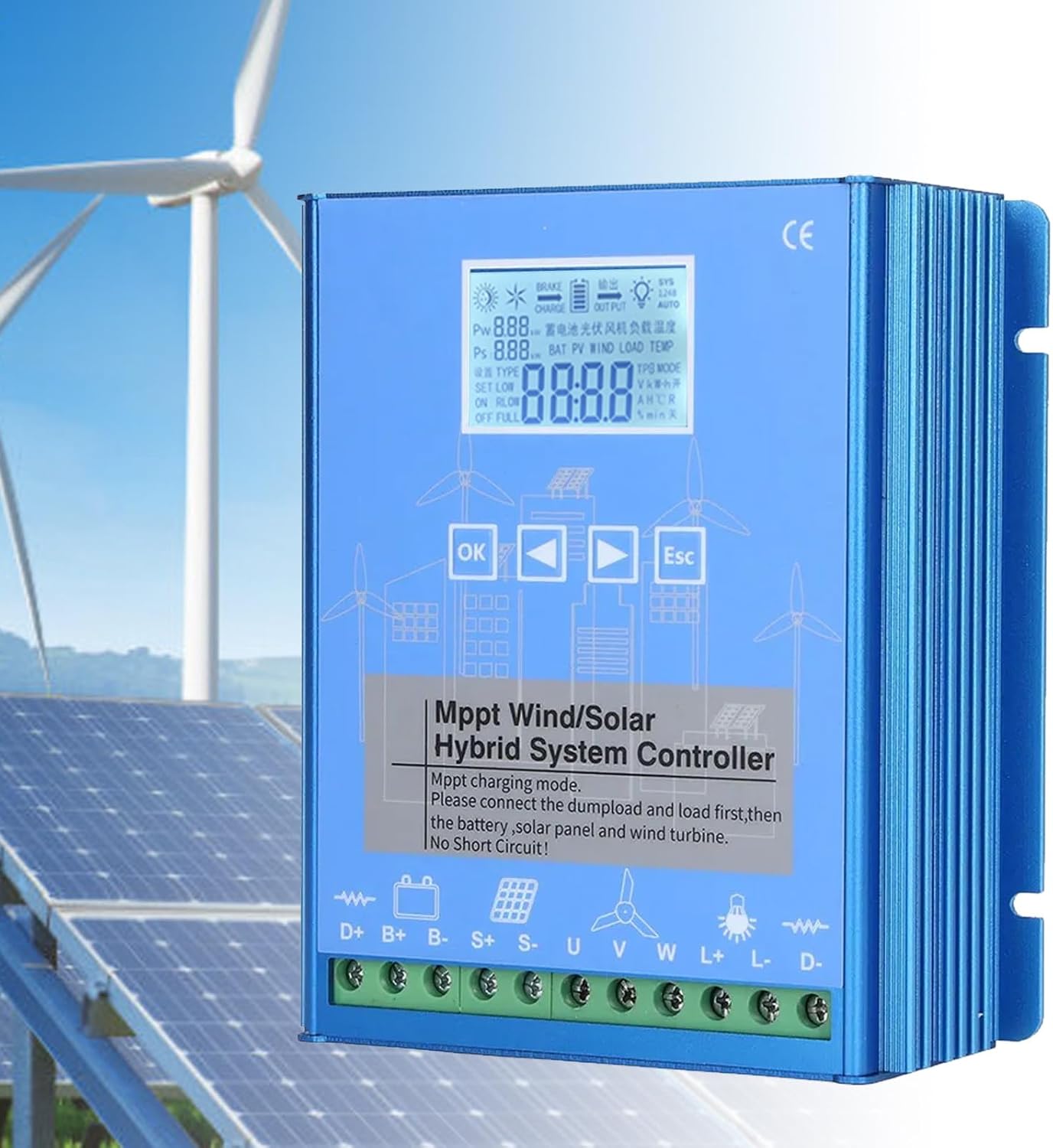 Wind Solar Hybrid Charge Controller 18000W, 12V/24V/48V MPPT Hybrid Boost Controller, for Wind Turbine Generator Charger Battery 24V/48V