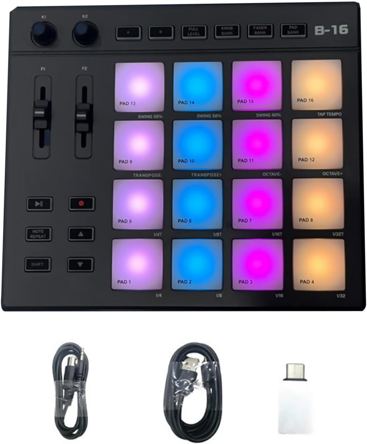 Midi Controller Beat Maker Machine for Beginners Music Production, 16 RGB Illuminated Beat Pads