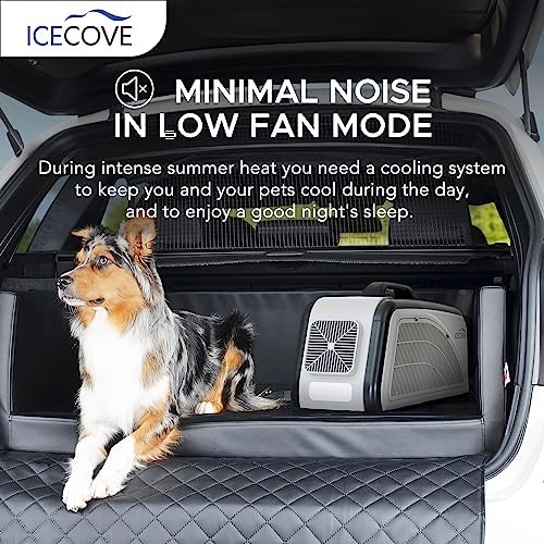 IceCove Portable Air Conditioner with Add-on Battery, 2500BTU Portable Car AC Unit, 250W Low Power Consumption, 25.5VDC, 2 Fan Speed, 3 Light Mode for Tent Camping RV Truck Van Life Home, Gray