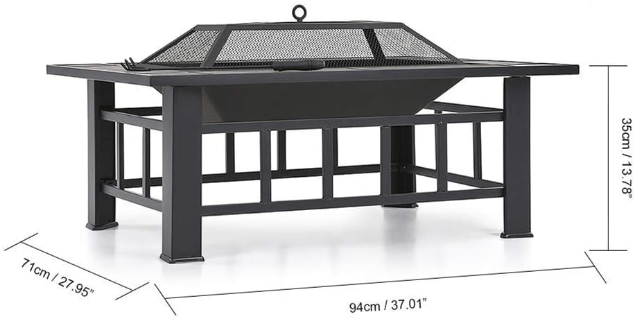 Garden Fire Pit Grill Bowl Grill Barbecue Rack Outdoor Fire Pit, Metal Fire Pit with Spark Screen Guard, Charcoal Rack, Poker, for Camping, Outdoor Heating,Outdoor Fire Pits