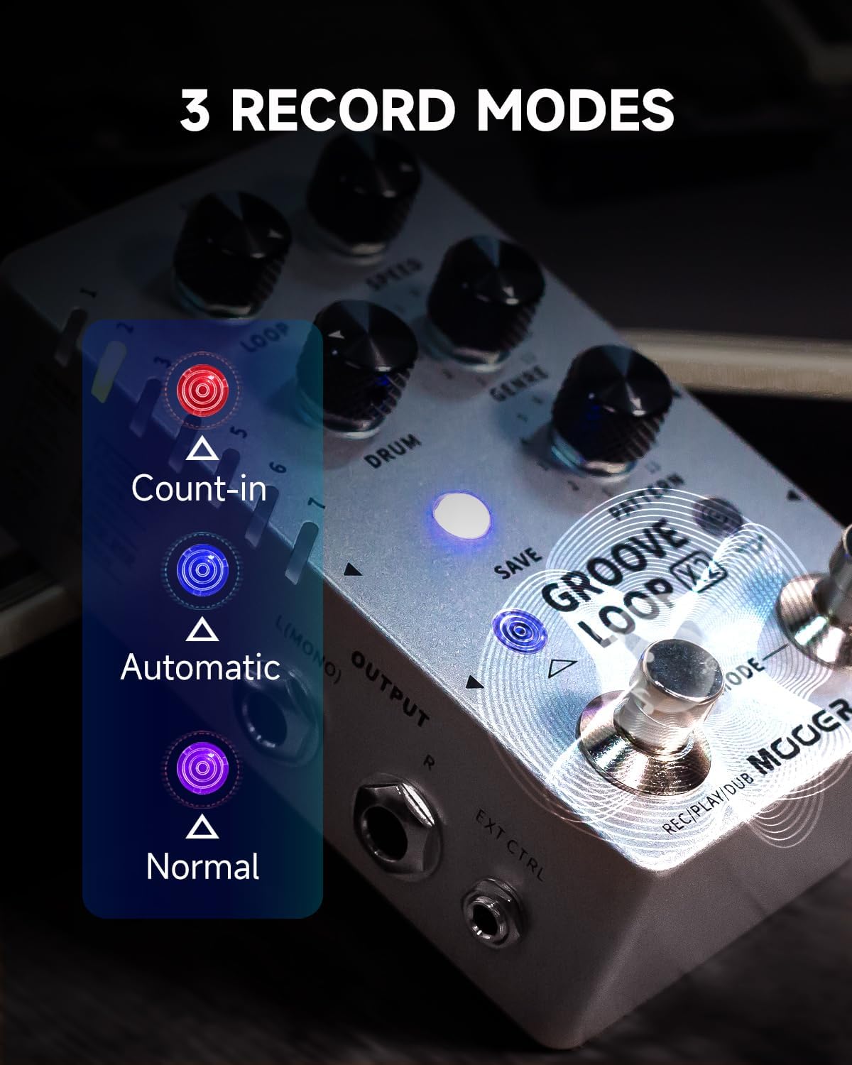 MOOER Groove Looper Pedal Drum Machine Stereo Guitar Loop Recorder Pedals with 140 Minutes Loops 121 Drum Grooves Editor Software (X2)