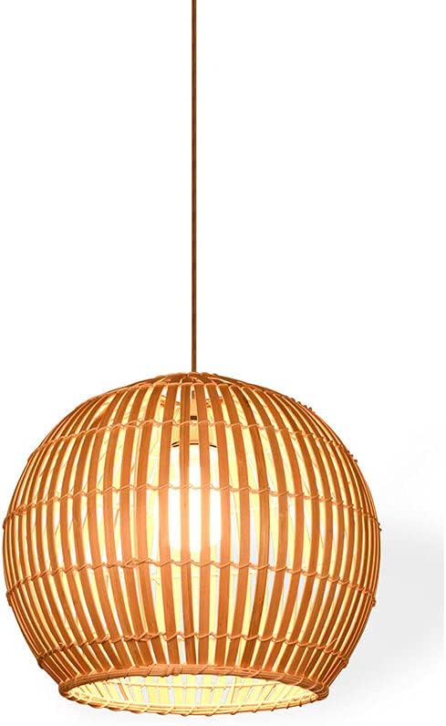 Open Bamboo Lantern Chandelier, Hand-Woven Wicker Lampshade, E27 Single-Head Pendant Lamp, Ceiling Lamp, Club Club Decoration Lighting Fixtures