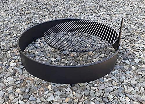 Heavy Duty Outdoor Wood & Charcoal Ranch Grill w/ FirePit Ring