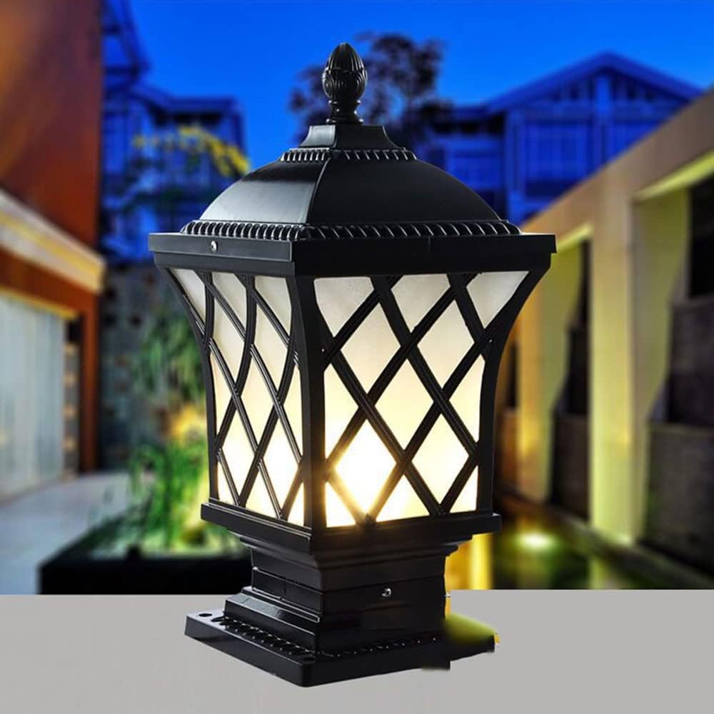 Modern Outdoor Post Lights Fixtures for House, Outdoor Fence Column Light with Glass Shade Black Finish, IP55 Waterproof Aluminum Square Pillar Lights Outdoor for Porch, Doorway, Front Yard