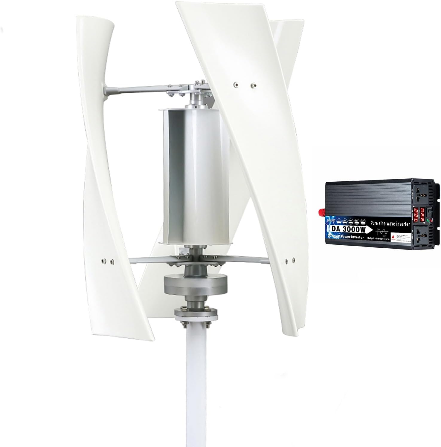 3000W Vertical Wind Turbine Kit, 220V-12V Waterproof IP67 3 Phase AC Permanent Magnet Generator with MPPT Charge Controller Suitable for Wind/Solar Power