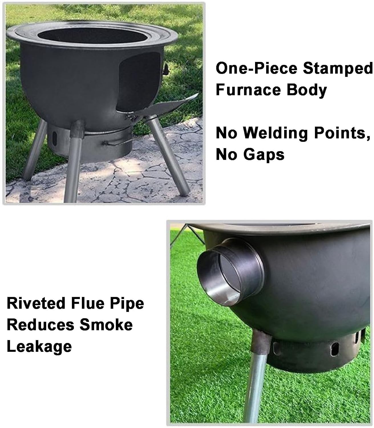 Portable Fire Pits Large Carbon Steel Wood Burning Stove Wood Portable Firepit for Camping Gear Survival Gear Backyard Cooking Camping Grill(68x58cm/26.8x22.8in)
