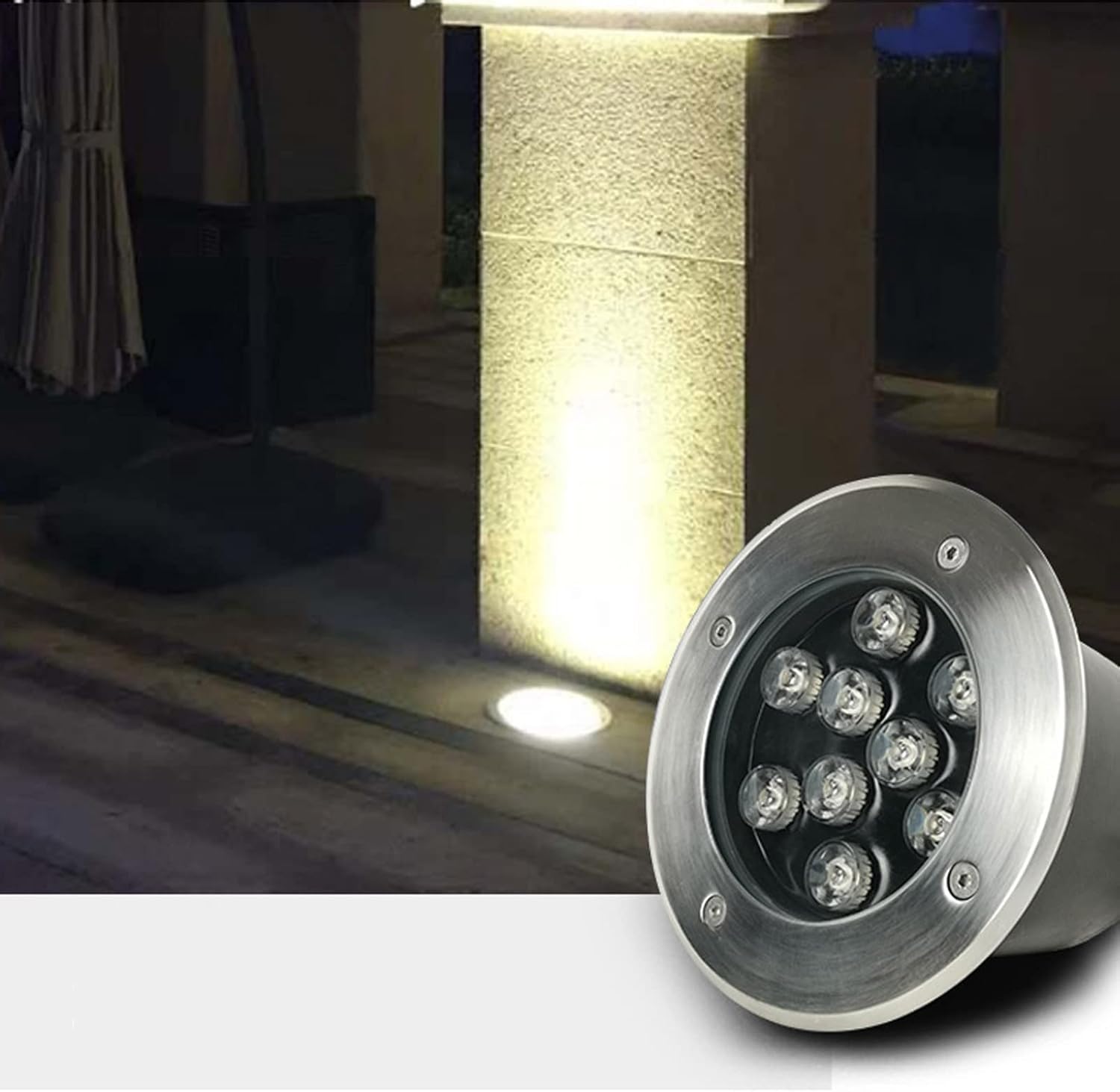 Buried Light Recessed LED Underground Lamp Anti-Rust Aluminum Outdoor IP65 Waterproof Floor Lamp for Garden Patio Bridge External Lighting (Color : Green, Size : 36W-AC85-265V)