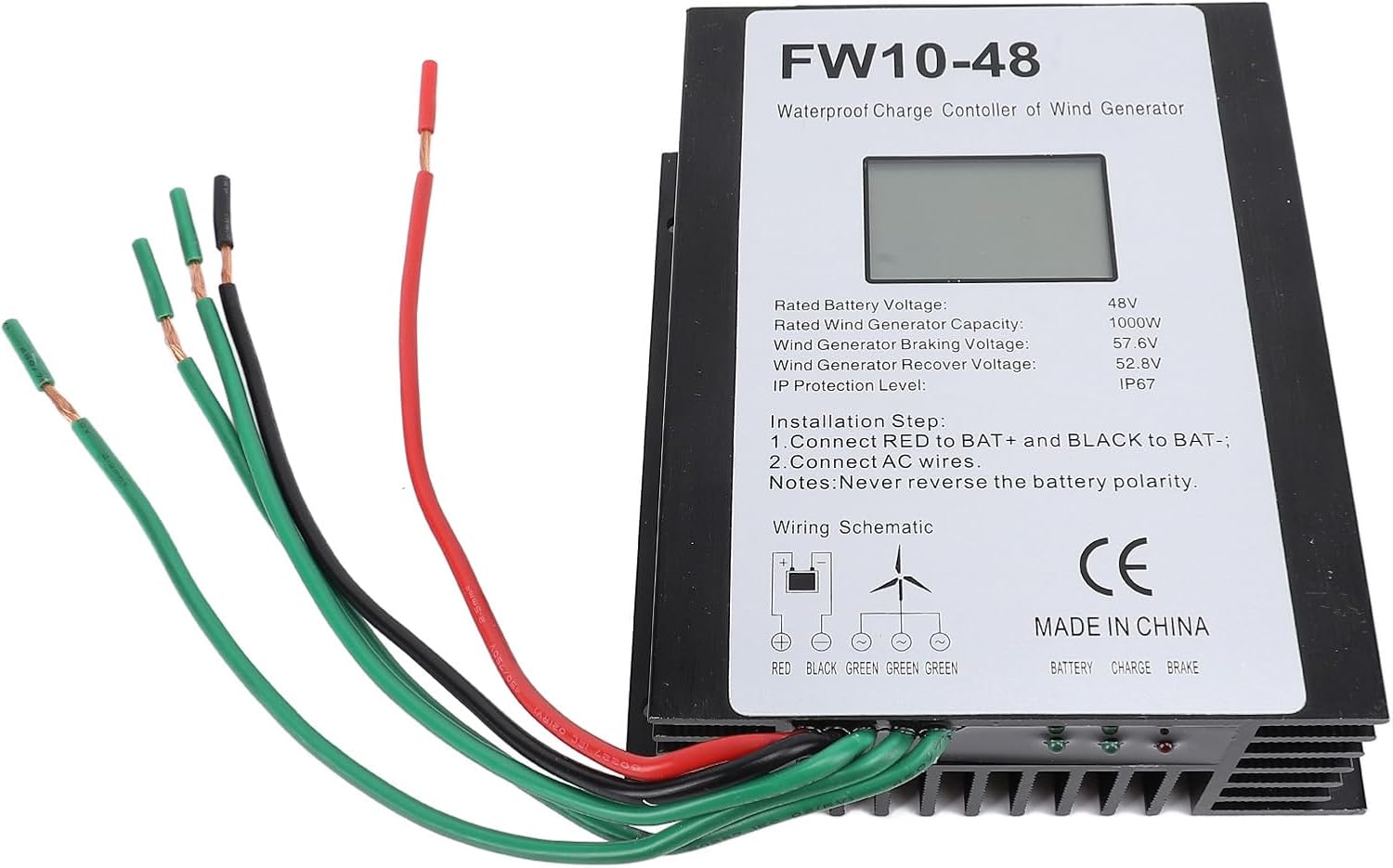 MPPT Wind Turbine Charge Controller, 48V, 1000W, IP67 Water - High - Efficiency Regulator, Automatic Brake & Recovery, Perfect for Off - Grid Power Systems