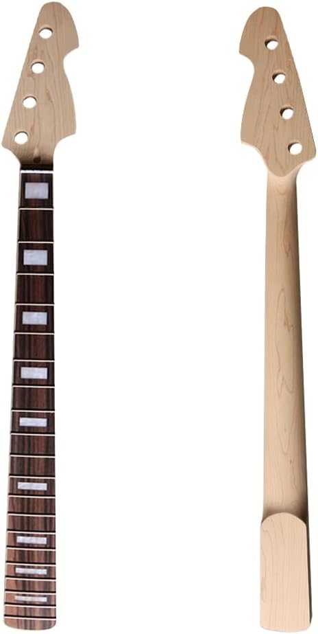 Maple Replacement Electric Bass Guitar Neck, 4-String 20 Fret 30'' Scale Length 42mm Nut and 65mm Heel Rosewood Fretboard Bolt On Unfinished Bass Neck DIY Installation & Repair