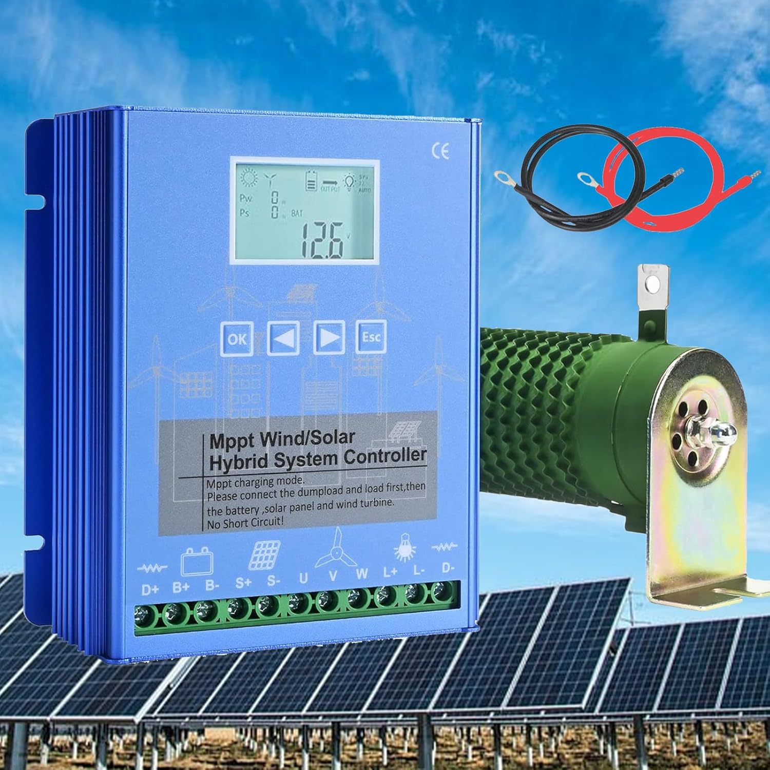 Wind Solar Hybrid Charge Controller 12V/24V/48V, 12000W, Boost Function, Dump Load, for Efficient Wind Turbine & Solar Panel Charging, Off-Grid Power Solution