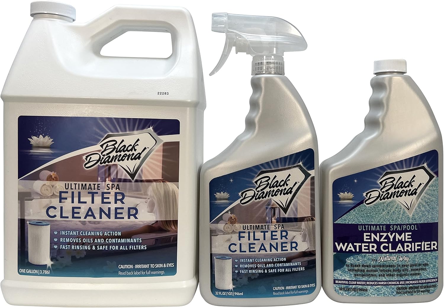 Ultimate Spa Filter Cleaner Fast-Acting Spray for Hot Tub & Pool Filters. 1-QT, 1-G, Ultimate SPA and Pool Natural Enzyme Water Clarifier Treatment for Hot Tub. Reduces Chemical use. 1-QT