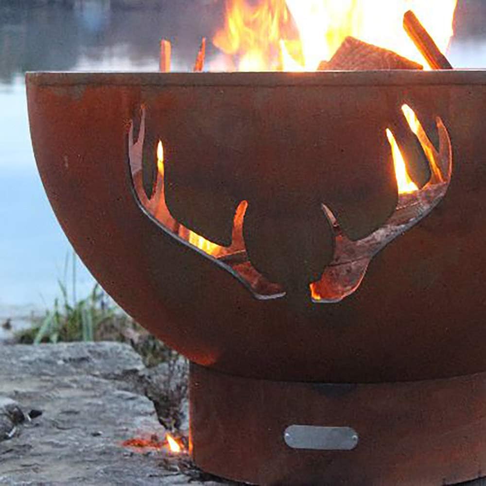 Fire Pit Art Antlers Wood Fire Pit (Antlers)