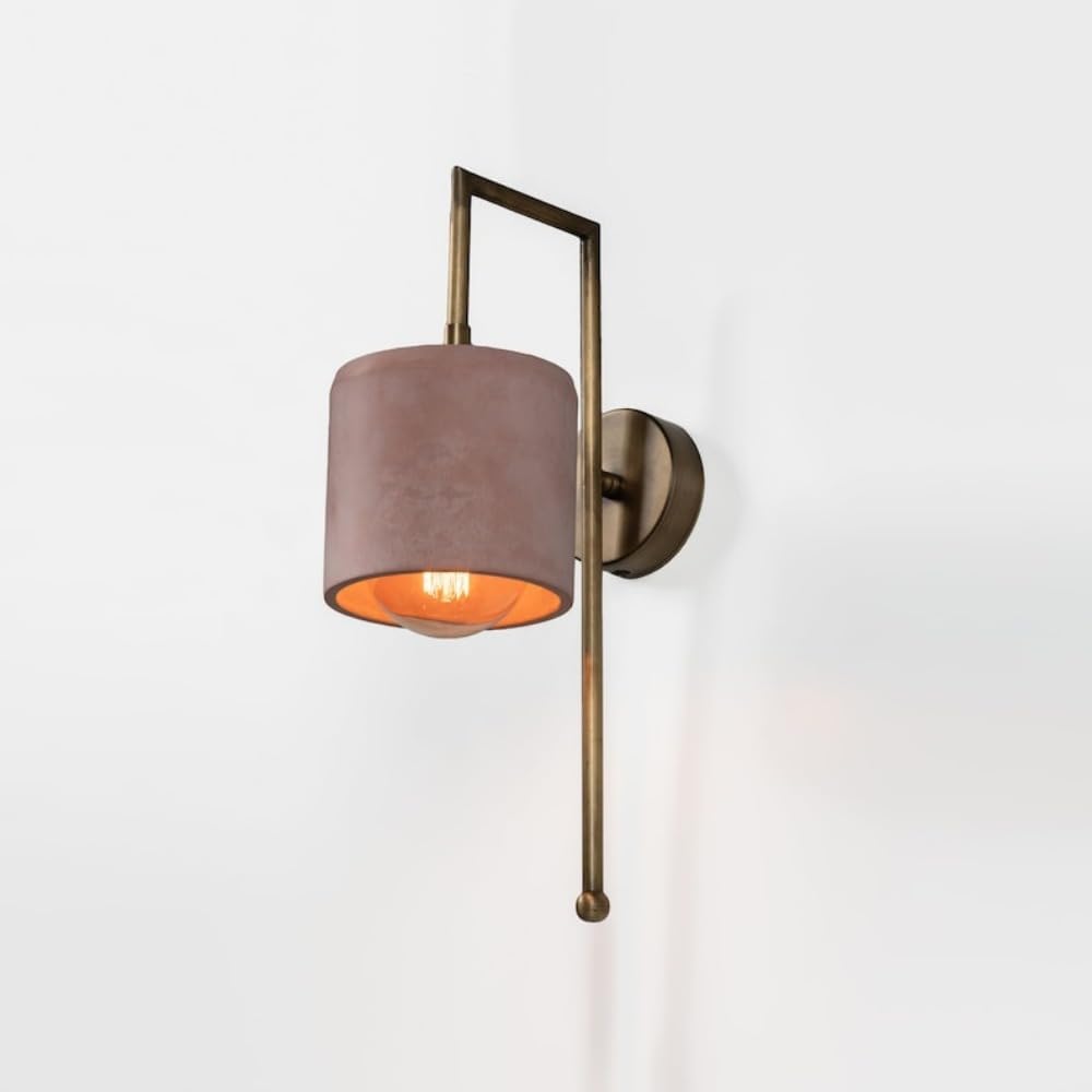 Metal Sconce with Grey Shade, Wall Sconce, Retro Handmade Lamp, Wall Light, Bronze Wall Sconce, 6 