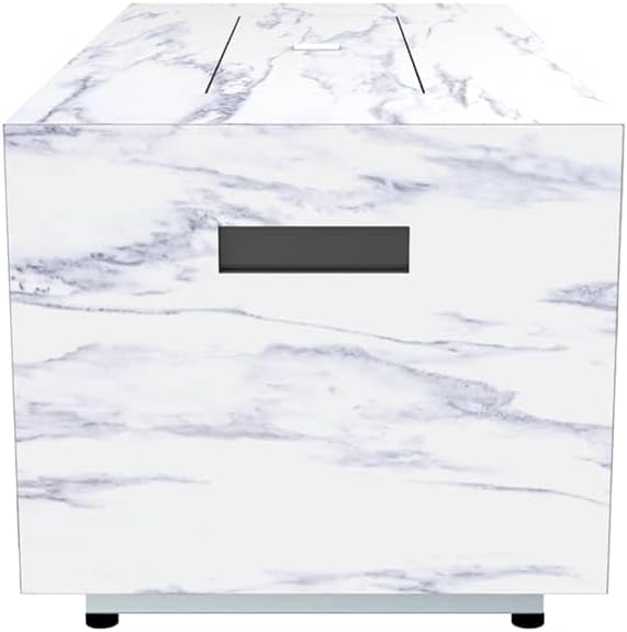 42 Inches Grey Rectangular Propane Fire Pit Table with Lid, Cover Lava Rocks – Outdoor Gas Firepit with Side Table for Tank Storage, Patio, Backyard (1 Doors)