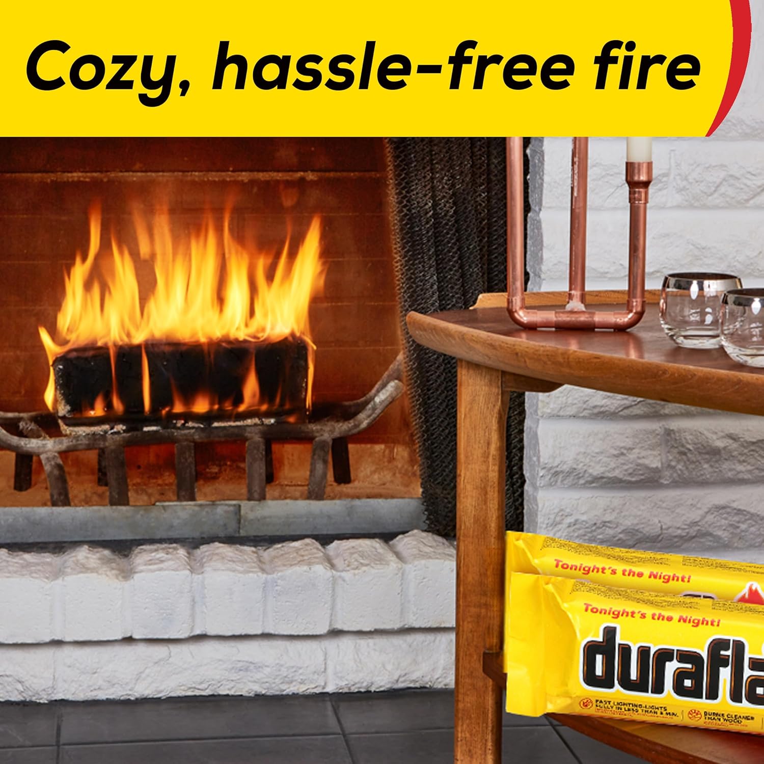 Duraflame Firelogs Bundle – Firelogs with Quickstart & Long Stick Matches – Easy-to-Light, Long-Lasting, Clean-Burning Indoor/Outdoor Logs (6lb 4 Hour)