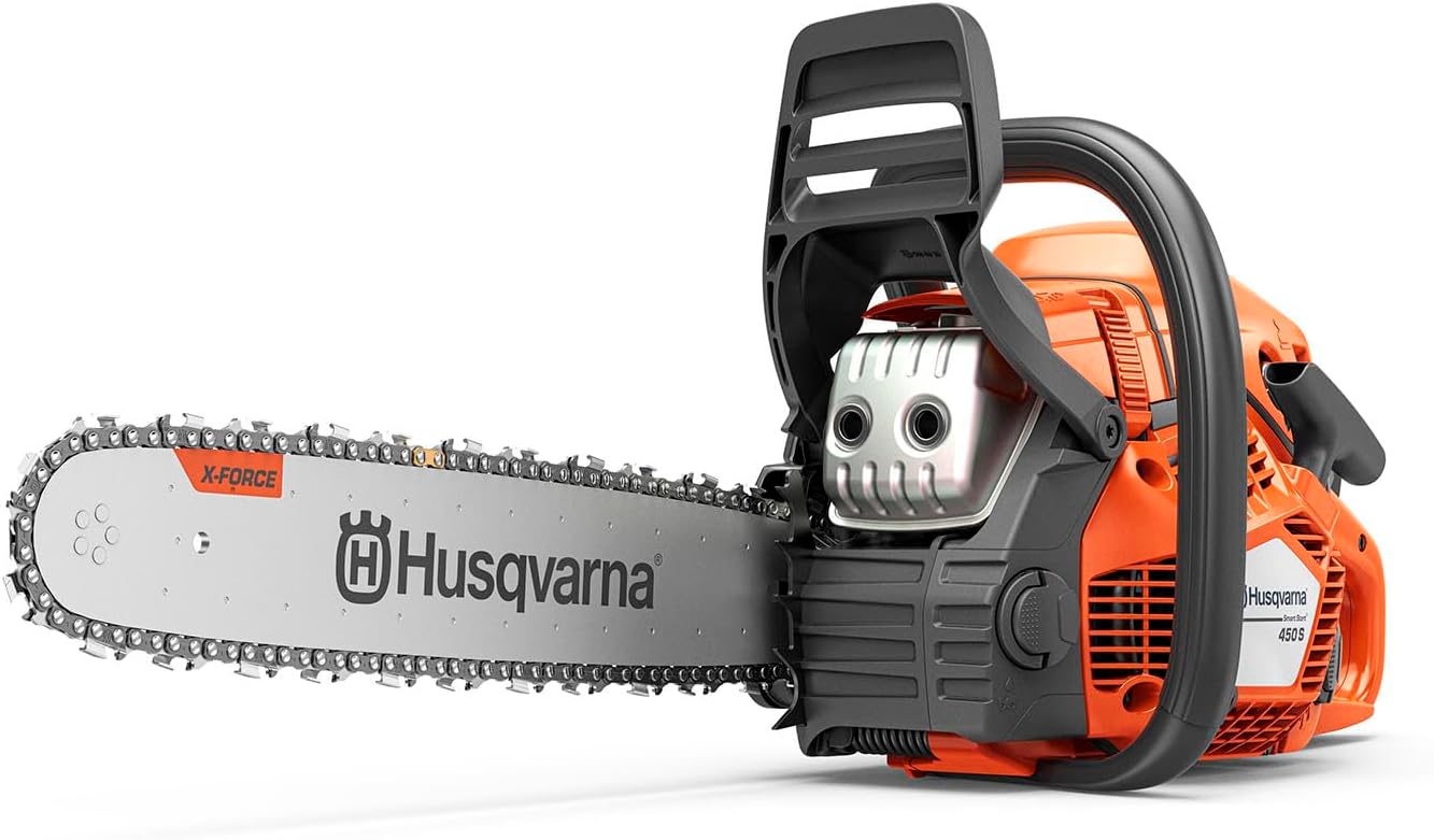 Husqvarna 450S Rancher Gas Chainsaw, 50.2-cc 3.2-HP, 2-Cycle X-Torq Engine, 20 Inch Chainsaw with Automatic Oiler, For Tree Pruning, Yard Cleanups and Firewood Cutting