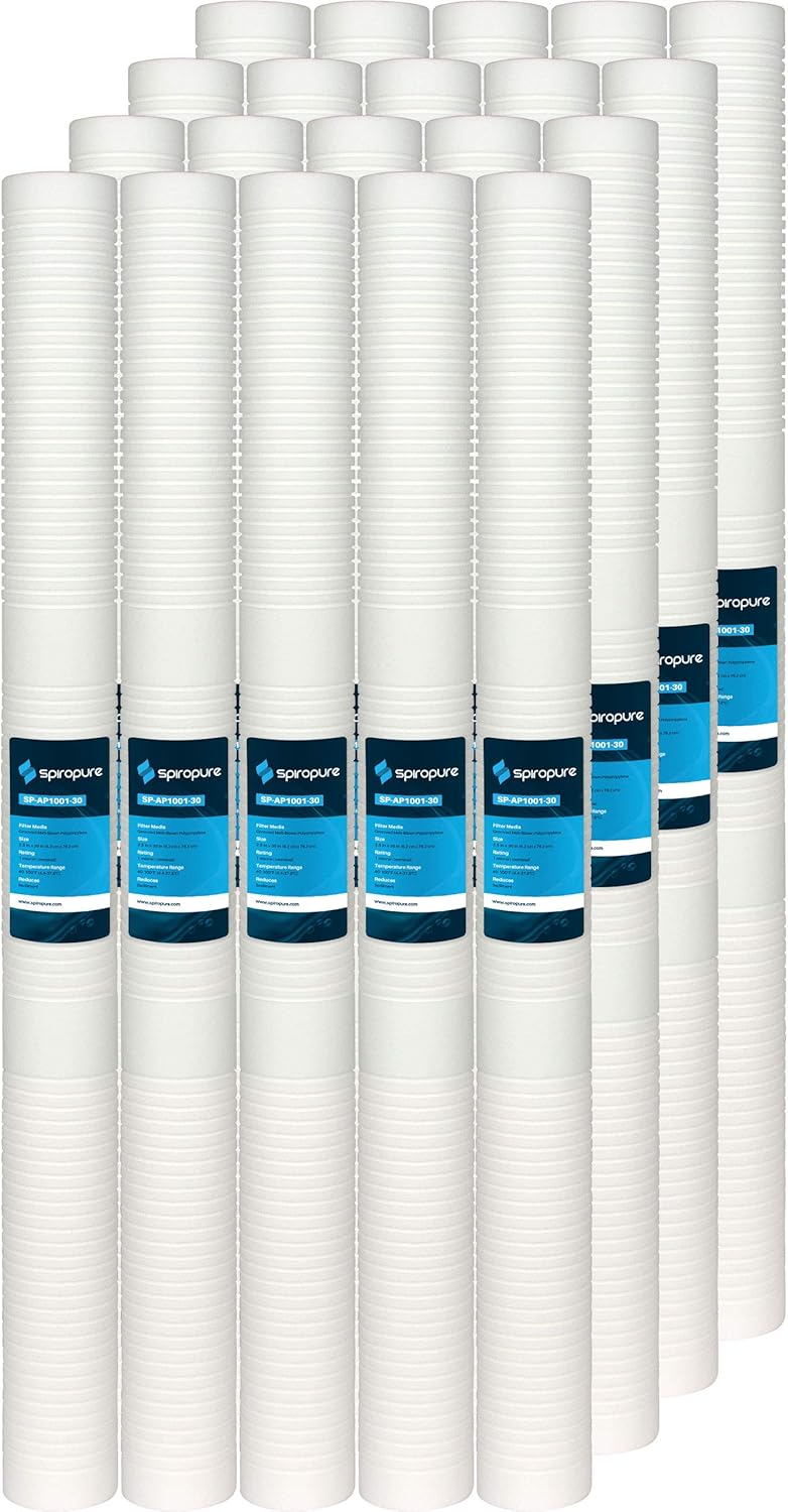 SpiroPure SP-AP1001-30 30x2.5 1 Micron Grooved Melt-Blown Polypropylene Sediment Water Filter Cartridge SGC-25-3001 (Case of 20)