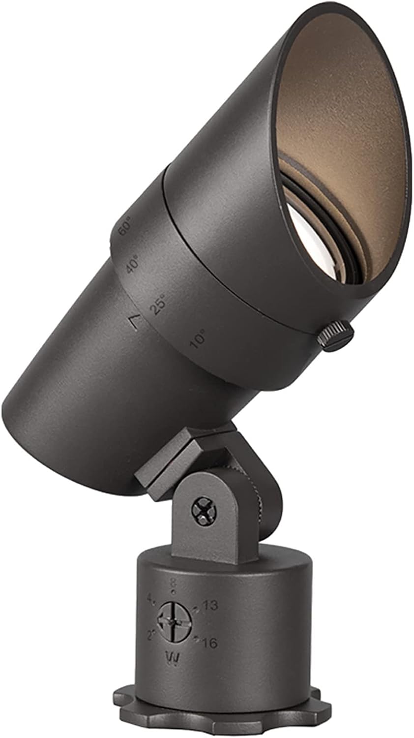 WAC Landscape Lighting, LED 120V Line Voltage Medium Size Accent Light with Adjustable Beam Angle and Integral Brightness Control 3000K Warm White Built-in LED in Bronze