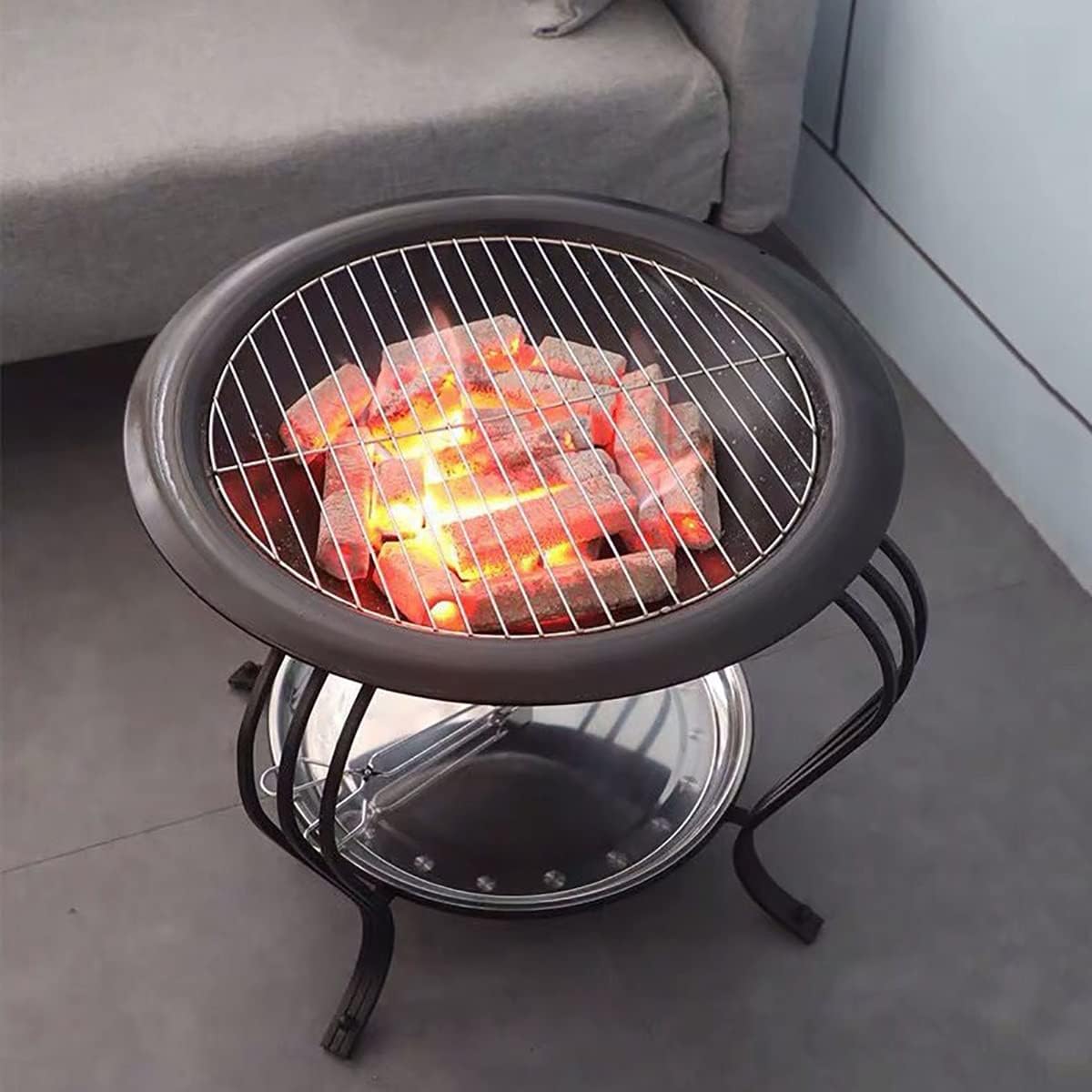 Firepit,Small Wood Burning Bonfire Pit,Camping Stove, Outdoor Wood Burning Firepit, Tent Stove,for Patio Camping Backyard Deck Picnic Porch (Color : Black, Size : Large)