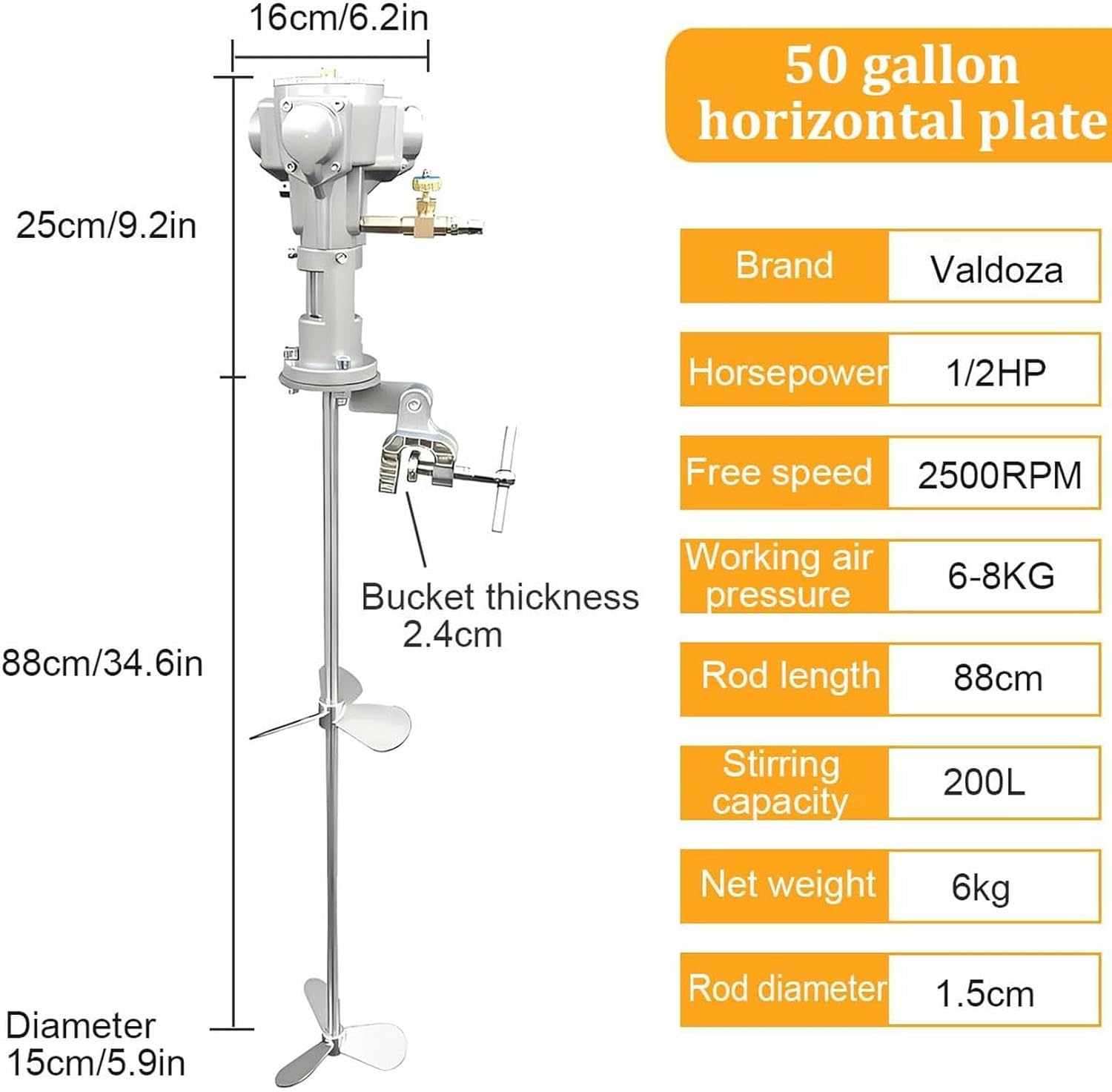 Pneumatic Paint Mixer 200L, Stainless Steel Automatic Stirring Machine with Air Agitator, Bracket Mixer, Pneumatic Agitator for Viscous Liquid, Ink, Dye, Mixing Applications-