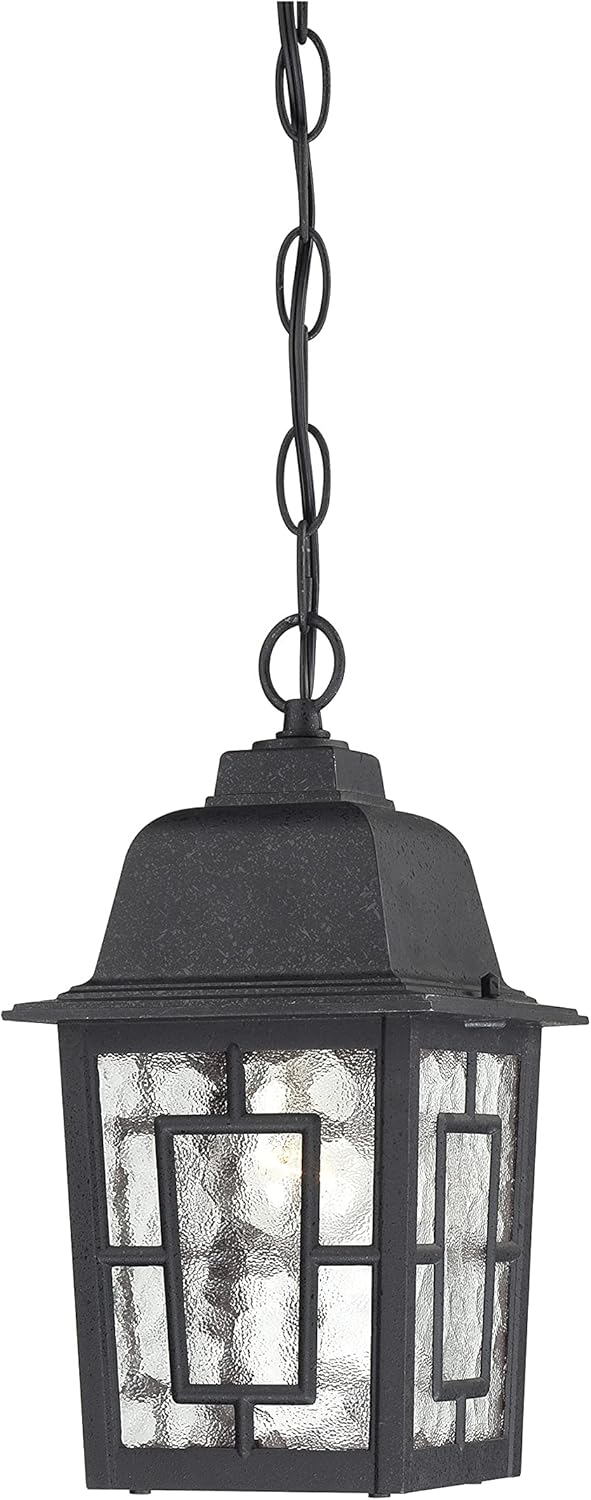 Nuvo Lighting 60/4933 Banyon One Light Hanging Lantern 100 Watt A19 Max. Clear Water Glass Textured Black Outdoor Fixture