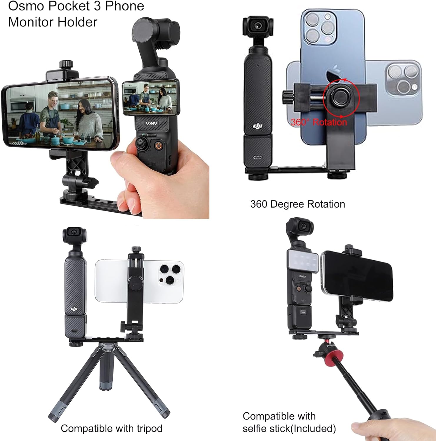 PellKing Accessories Kit for Osmo Pocket 3,Included Carrying Case,Magnetic Mount,Phone Monitor Holder,Selfie Stick,Mini Tripod,Desk Support Mount,Shoulder Strap,Chest Strap,Screen Protector,and Other